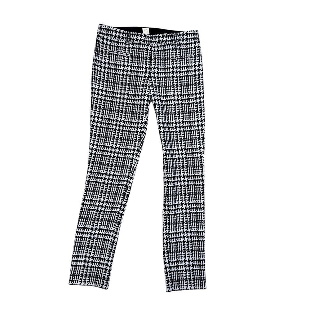 True Royal Houndstooth Black White Wool Blend Straight Leg Trousers Small